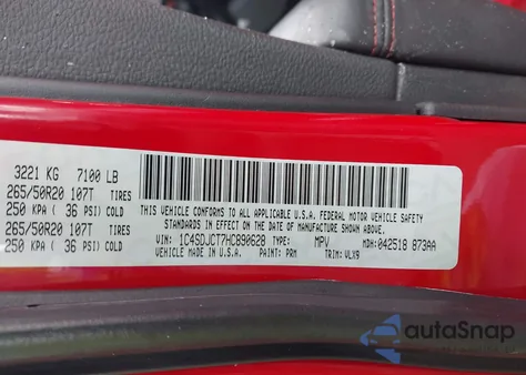 2017 Dodge Durango R/T Awd from USA, damaged, VIN 1C4SDJCT7HC890628